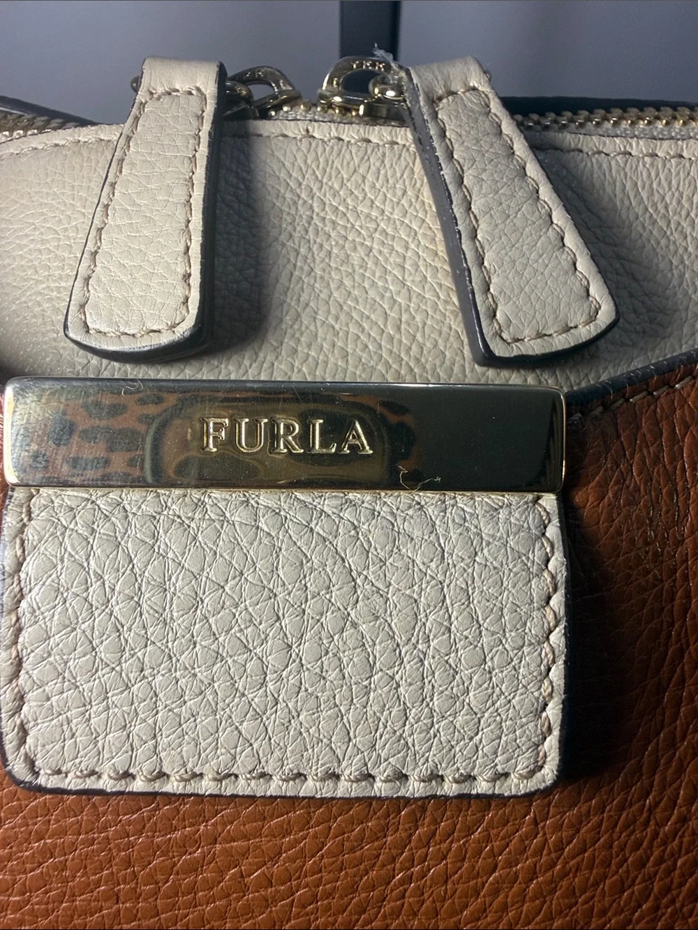 Furla Colorblock Pebbled Leather Satchel | Made in Italy - Picture 3 of 10